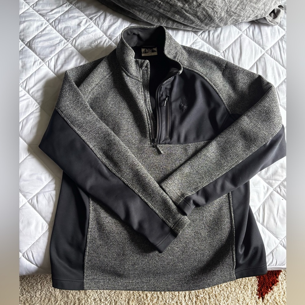 Spyder Black and Gray men’s quarter zip fleece jacket XL